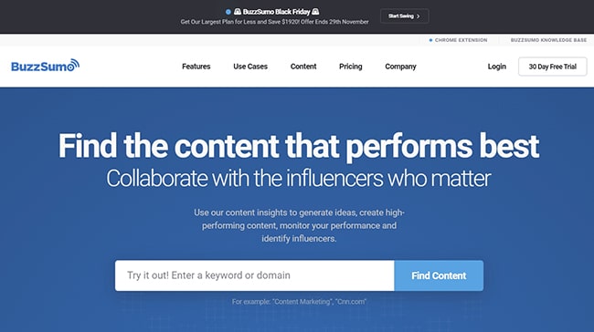 Phần mềm seo web BuzzSumo